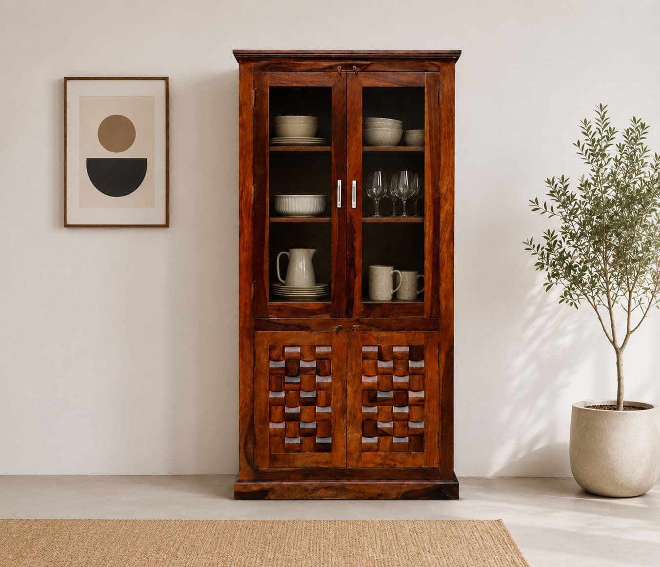 Image 1 for Nivaar Crockery Unit Solid Sheesham Wood (SCV_PKU)