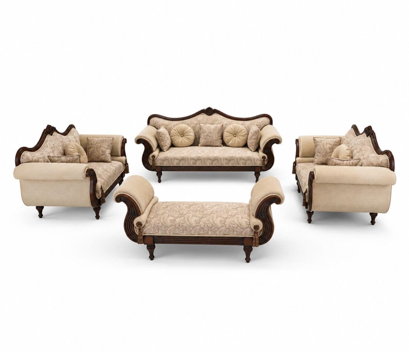 Image 3 for Jaipur Sofa 3+2+2 Seater With Teak Wood Frame And Fabric (HYD)