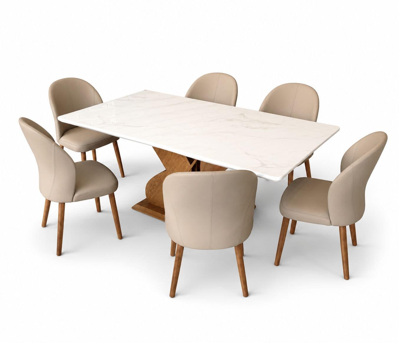 Image 5 for T188/3190-1D/C809 1+6 Seater Marble Top Ash Wood With Metal Strip