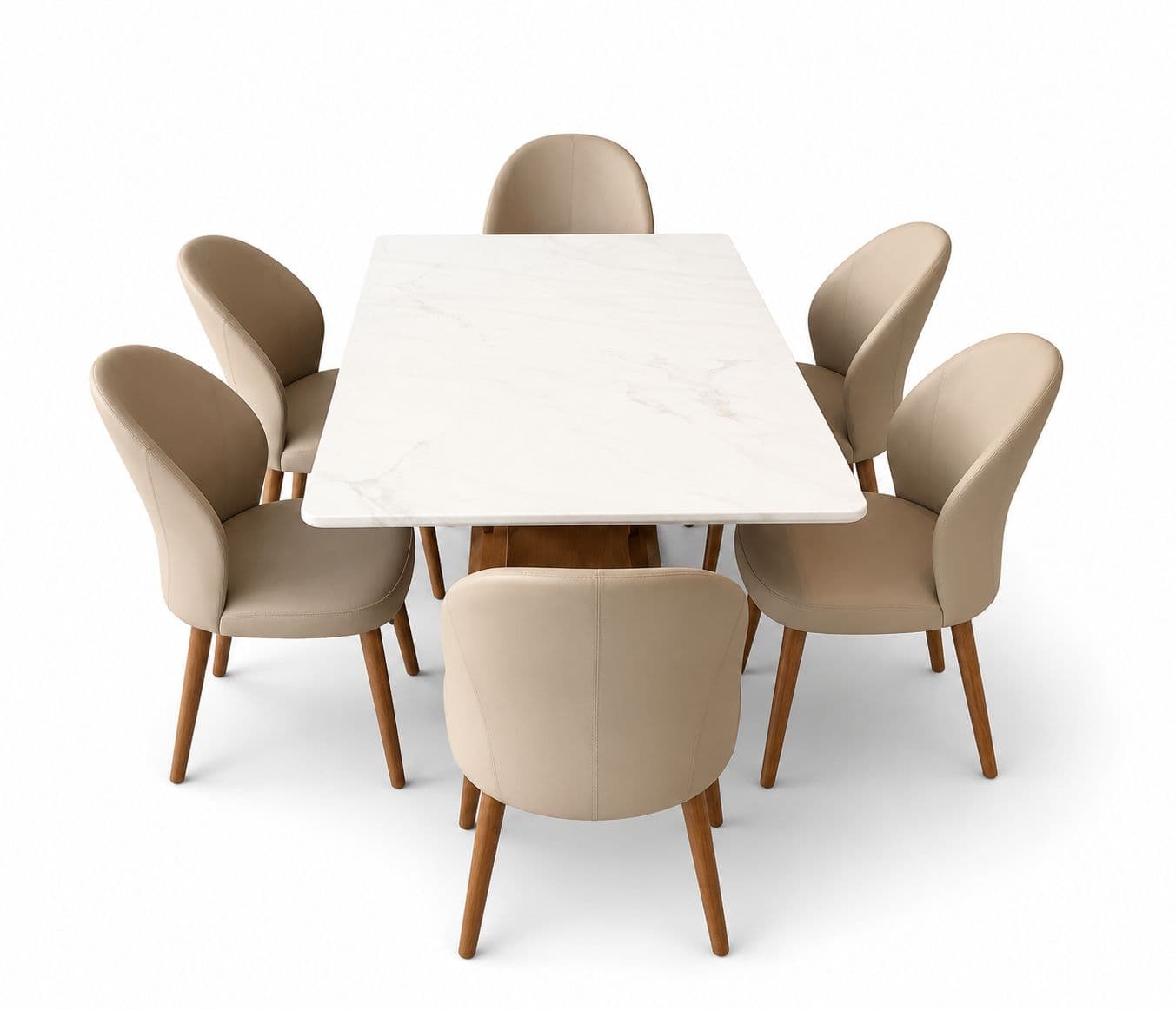 Image 4 for T188/3190-1D/C809 1+6 Seater Marble Top Ash Wood With Metal Strip