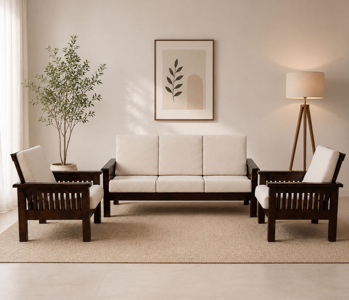 Monark Sofa 3+1+1 Seater Solid Rubber Wood (ZAM)(HYD)