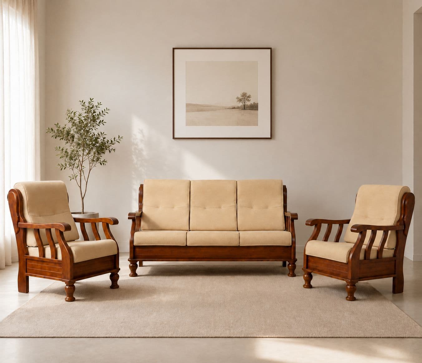 Image 1 for Royal Sofa Set 3+1+1 Seater Solid Rubber Wood(ZAM)
