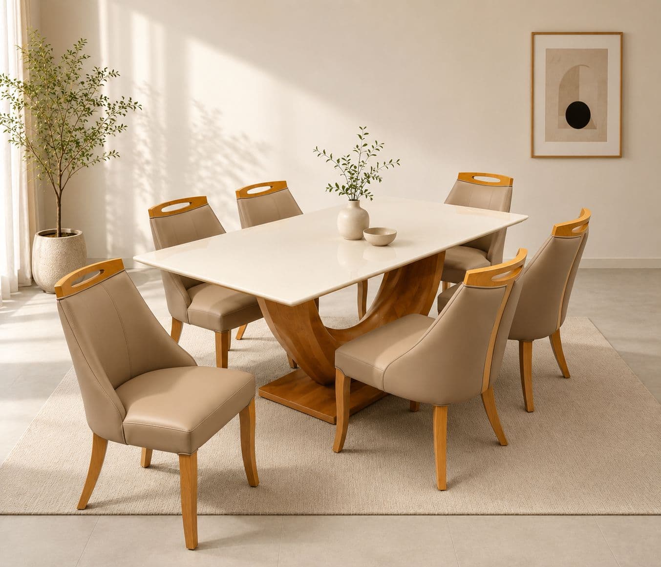 Sammy 1+6 Seater Onyx Marble (5.5x3) + Sammy Base + Sammy Chairs (CP OTD)