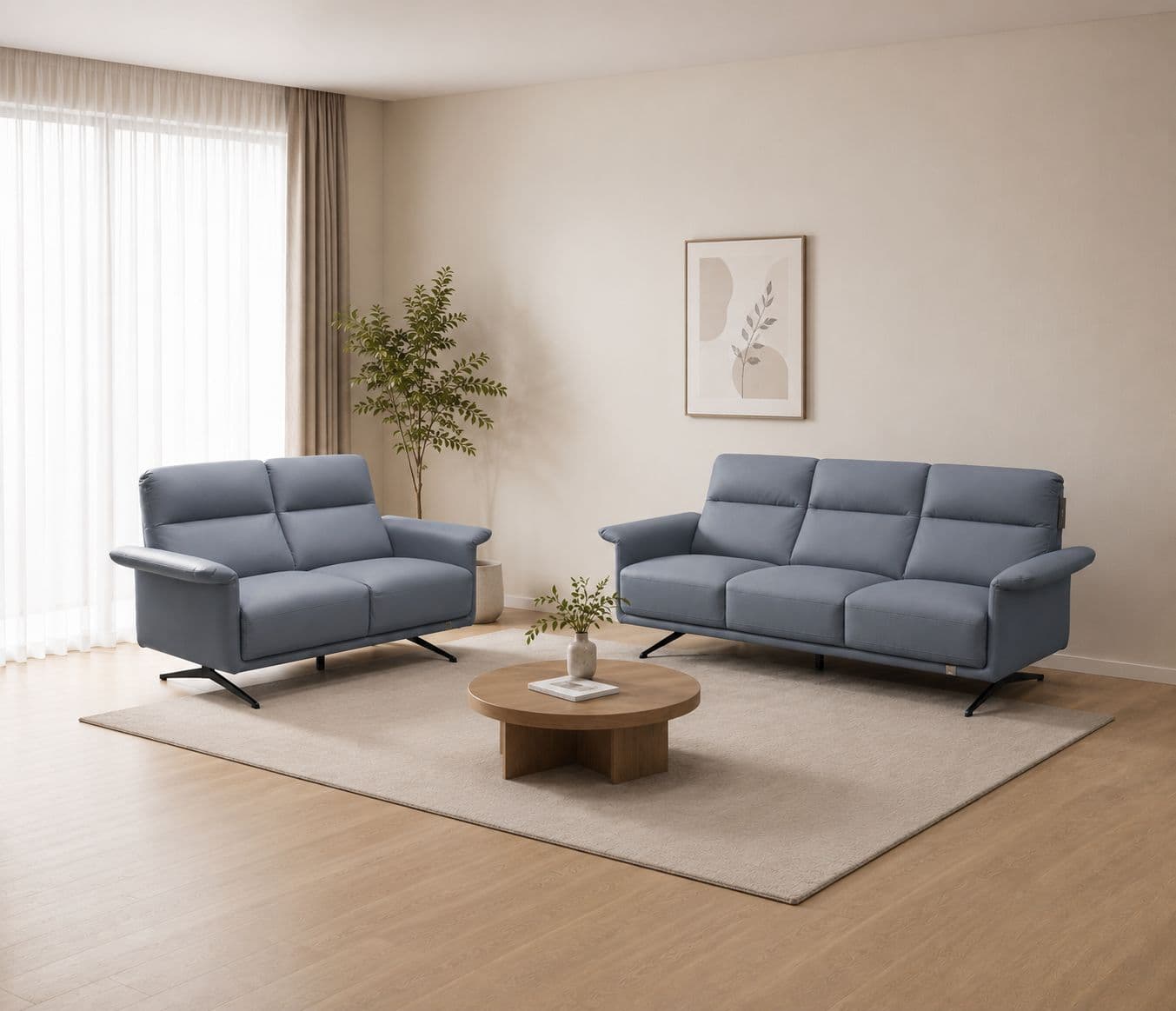 EM-0600 Sofa 3+2 Seater Body Touch Leather Fabric (CP OTD)