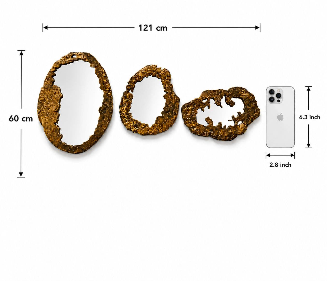 Image 4 for Cocovery Set of 3 Metal Mirrors