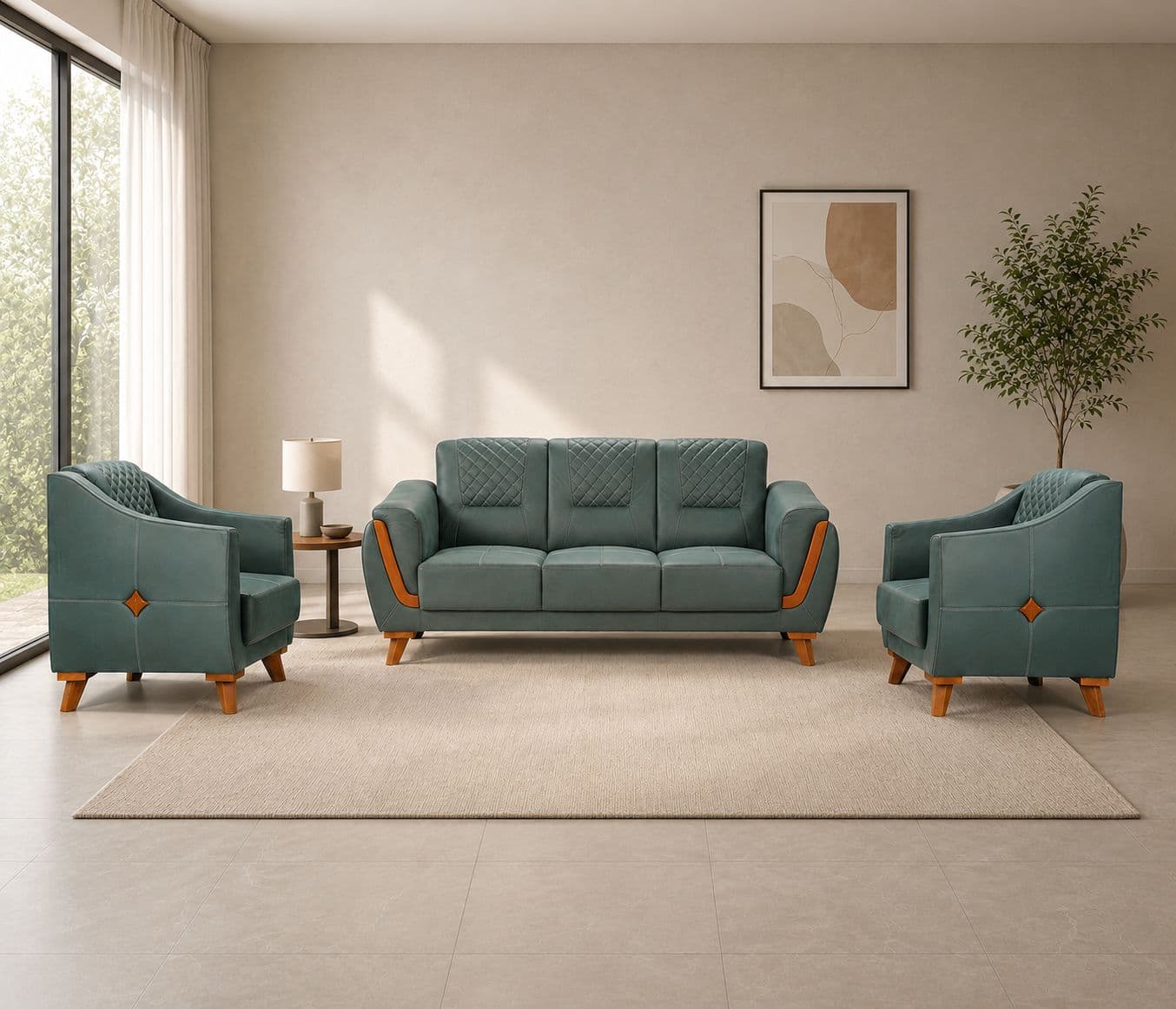 Candy Sofa 3+1+1 Seater Solid Neem Wood (ZAM) (OWD)