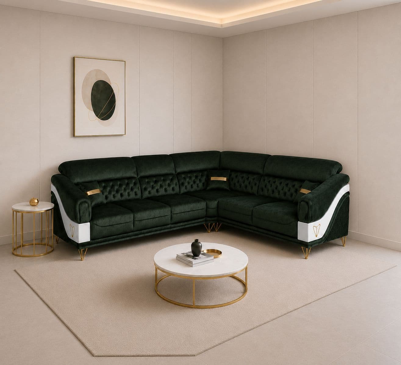 Platinum L-Shape Sofa Solid Neem Wood (ZAM) (OWD)