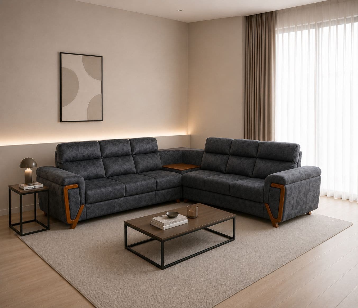 Hulk L-Shape Sofa Solid Neem Wood (ZAM) (OWD)