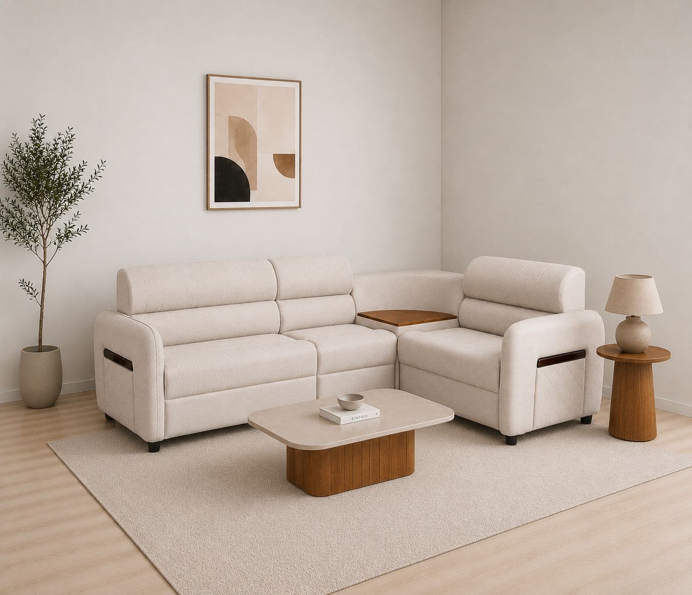 Image 1 for Norway L-Shape Sofa Solid Neem Wood (ZAM) (OWD)