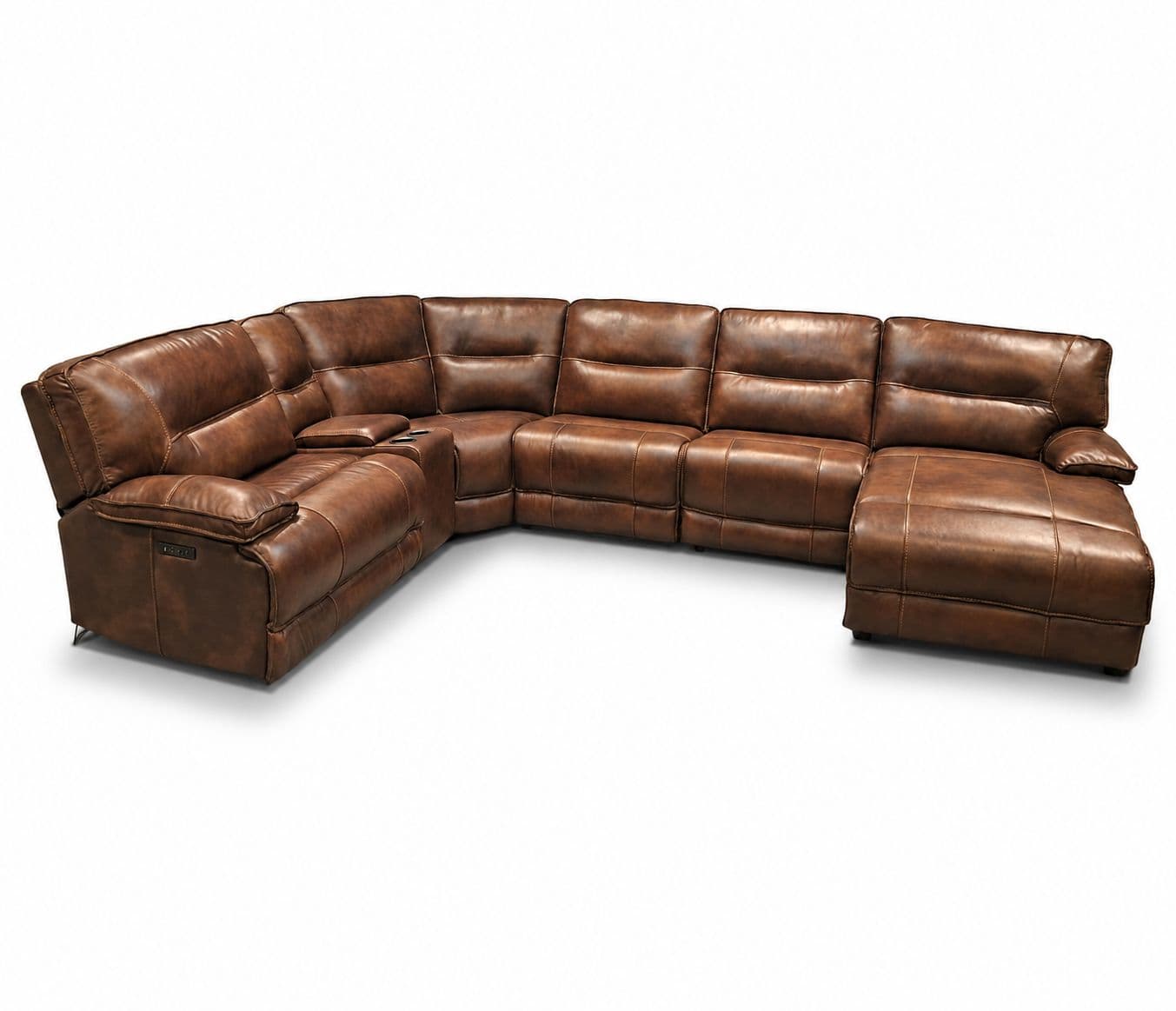 Image 5 for UX70048HM Corner Sofa Set With 3 PHR Recliner With Leather (EC OTD)