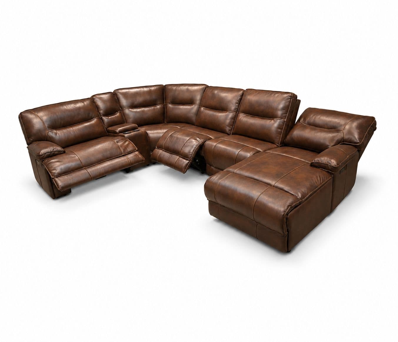 Image 4 for UX70048HM Corner Sofa Set With 3 PHR Recliner With Leather (EC OTD)