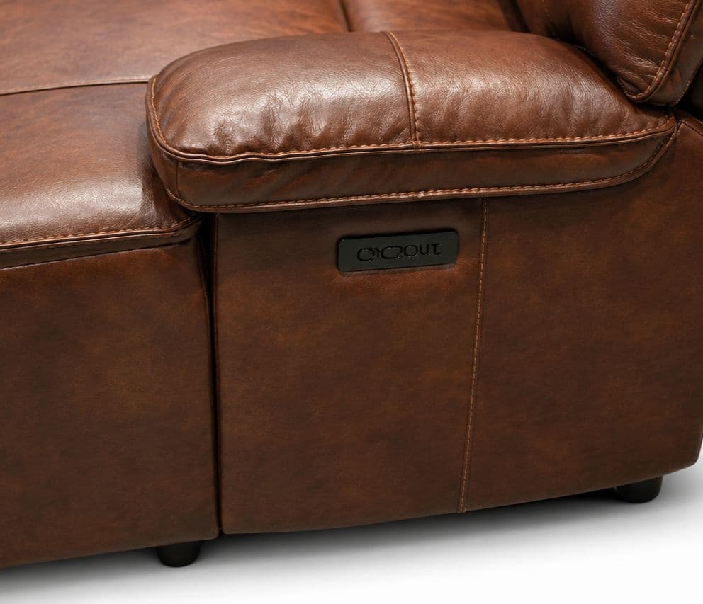 Image 7 for UX70048HM Corner Sofa Set With 3 PHR Recliner With Leather (EC OTD)