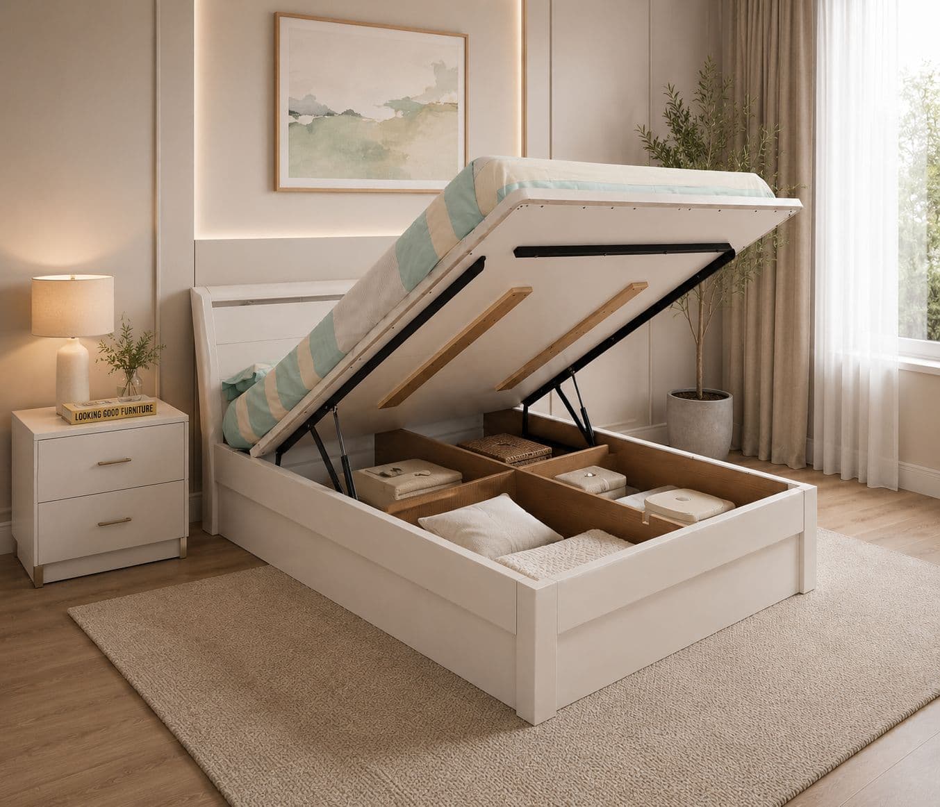 Image 1 for 17009 Queen Sized Bed with Hydraulic Bed Box Bed Cot