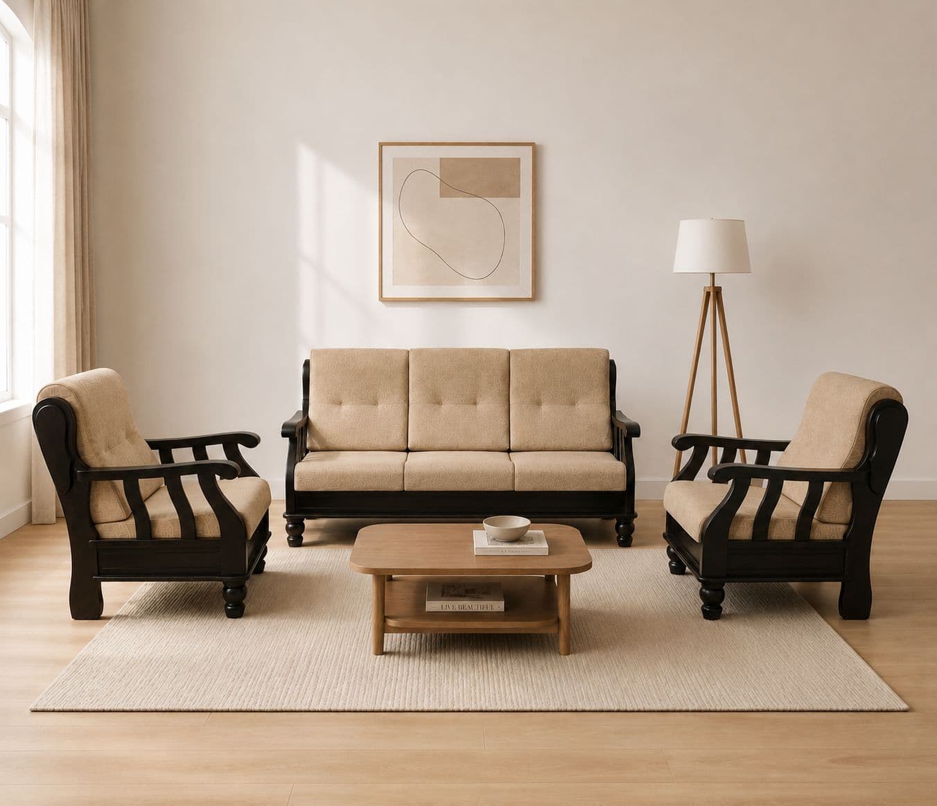 Royal Sofa 3+1+1 Seater Fabric With Solid Rubber Wood (BTM OTD)