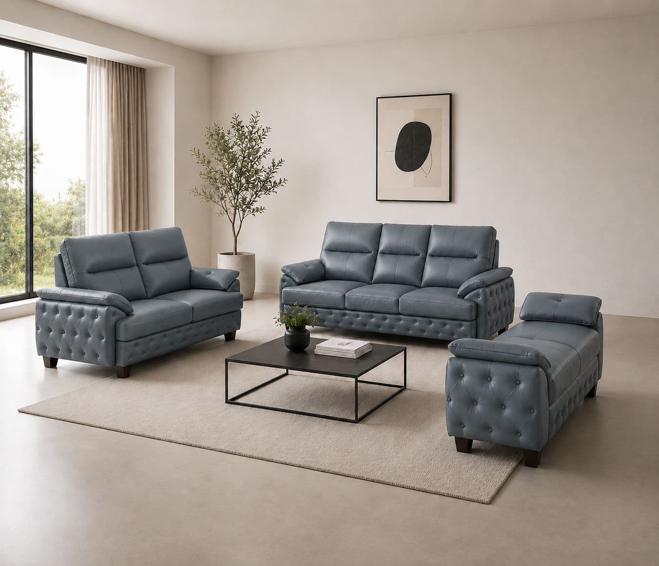 Image 1 for Rome Sofa Set 3+2+D With Suede Fabric Contemporary Sofa 3+2 Seater Suede Fabric