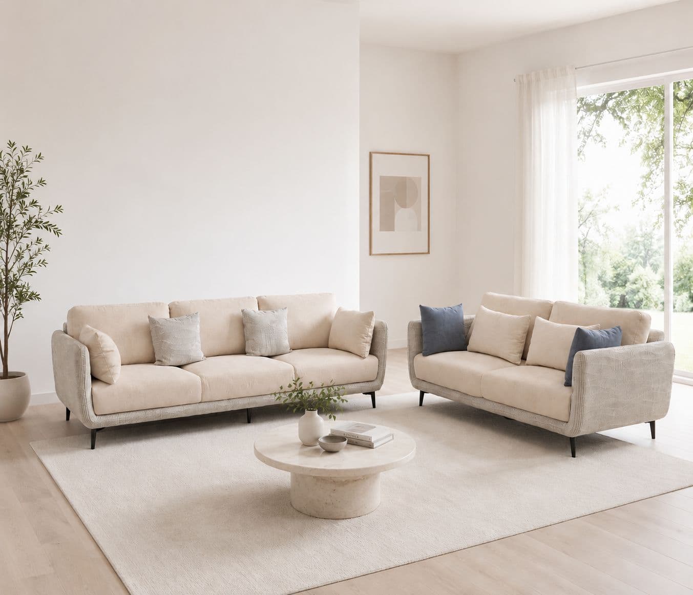 Image 1 for Portsmouth Sofa 3+2 Seater Linen Cotton Fabric (BWD)