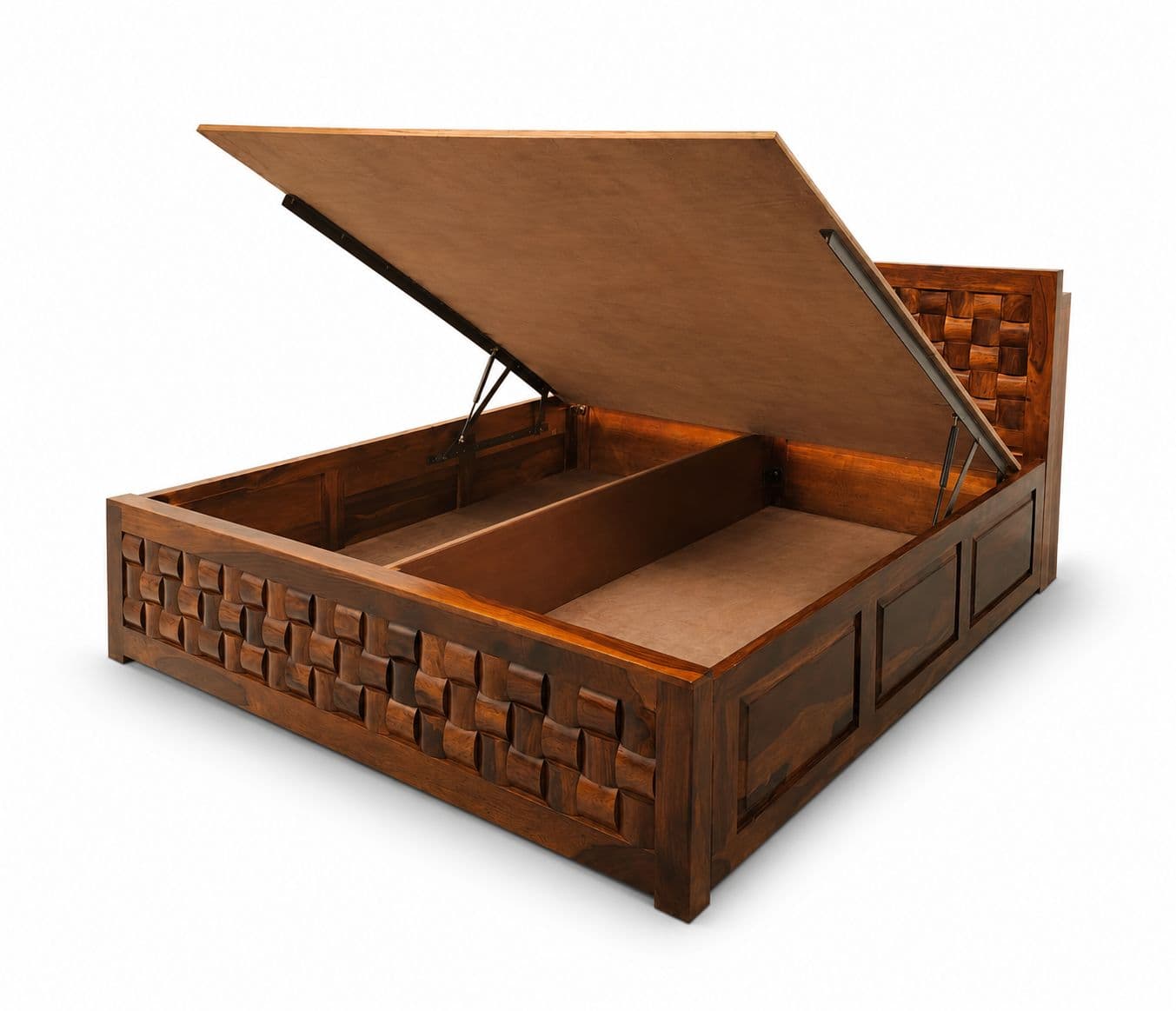 Image 4 for Niwar Bed King Size With Hydralic Storage Sheesham Wood PKU (WF)
