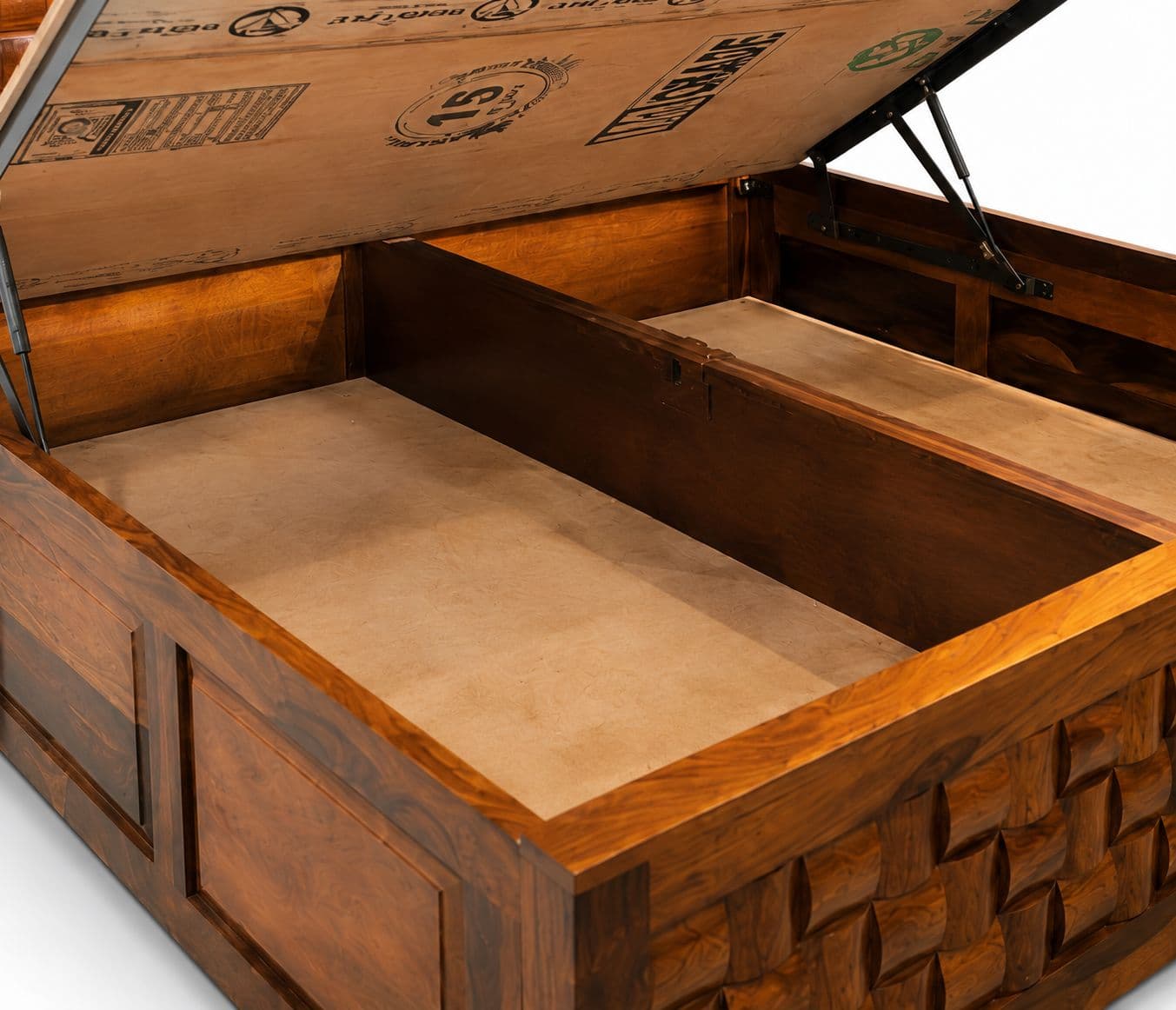 Image 8 for Niwar Bed King Size With Hydralic Storage Sheesham Wood PKU (WF)