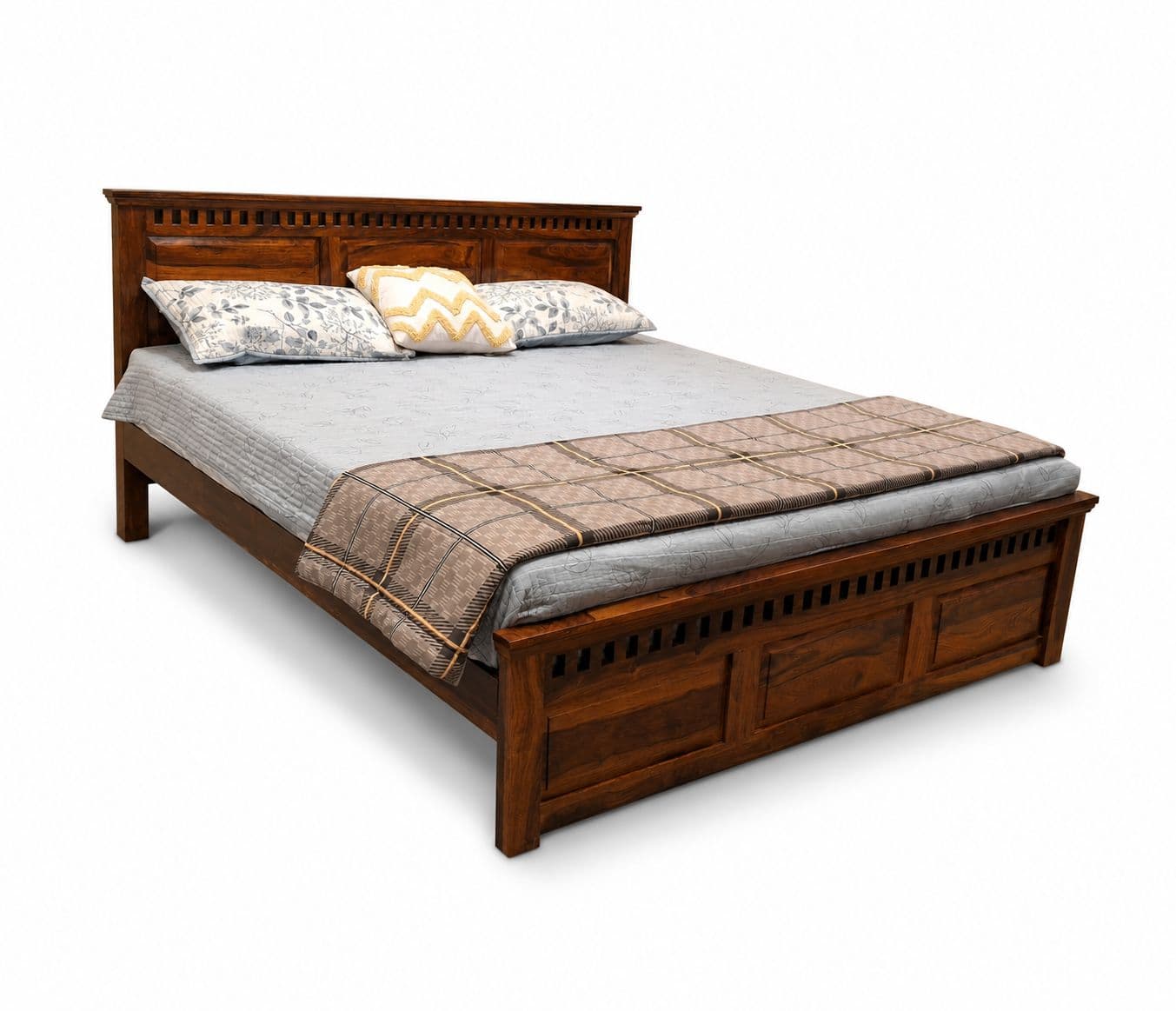 Image 3 for Adolf Bed King Size Without Storage Solid Sheesham Wood (EC)
