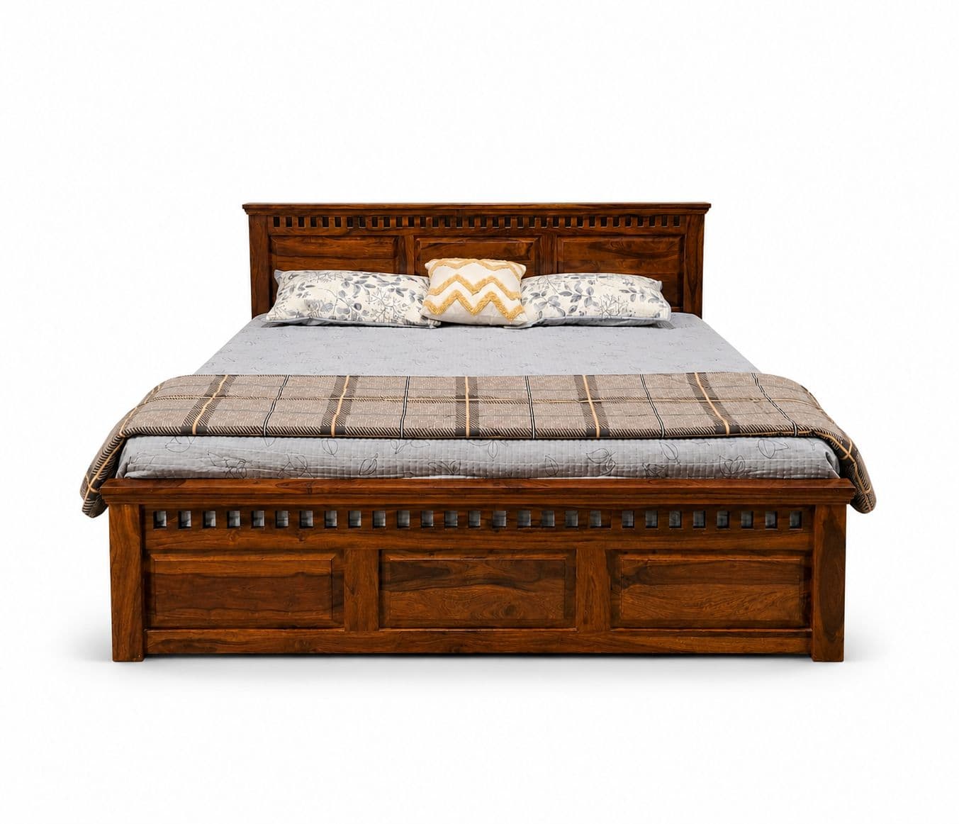 Image 5 for Adolf Bed King Size Without Storage Solid Sheesham Wood (EC)