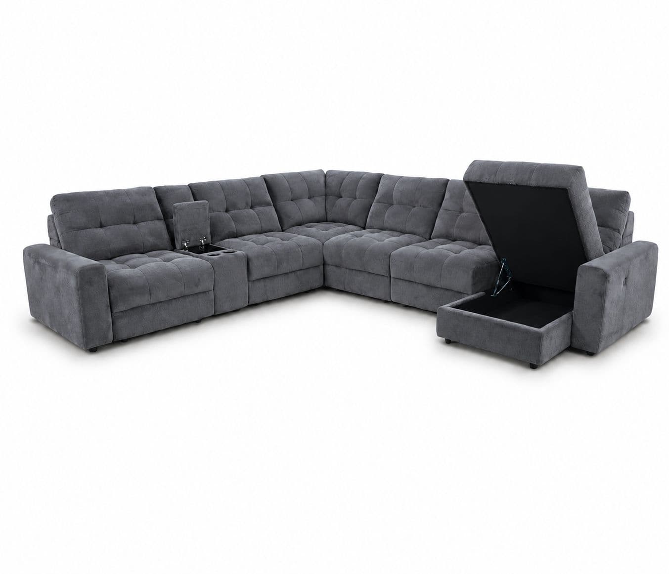 Image 3 for Manwah 80552BM L-Shape Power Recliner Fabric (WH)