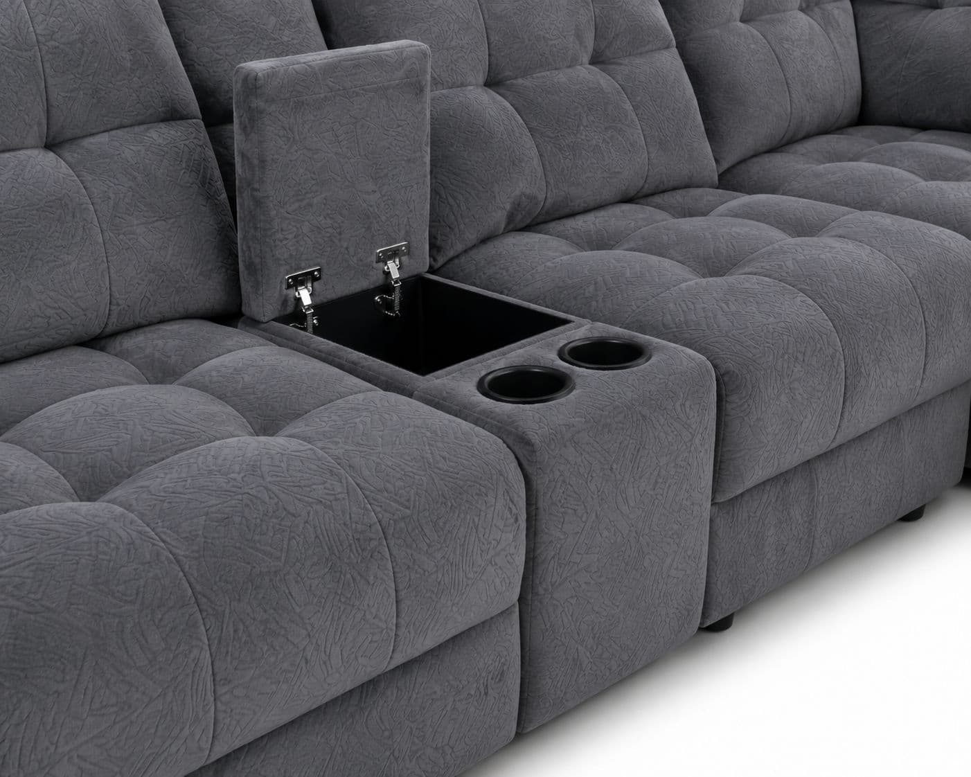 Image 7 for Manwah 80552BM L-Shape Power Recliner Fabric (WH)