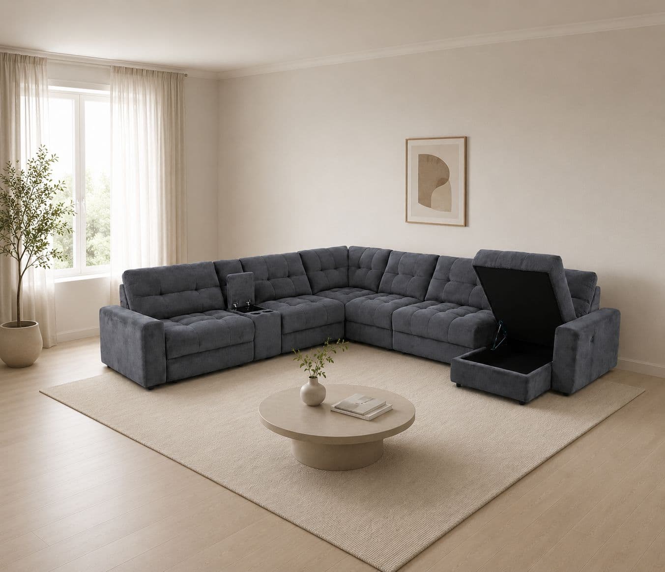 Manwah 80552BM L-Shape Power Recliner Fabric