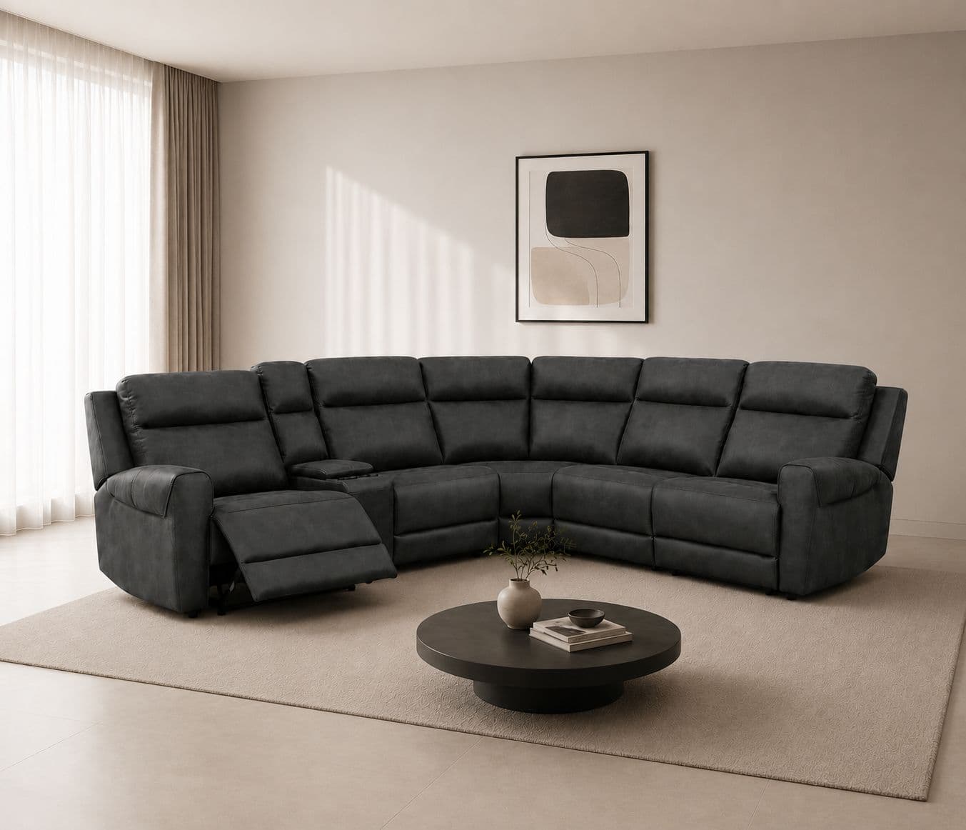 Manwah 71128M L-Shape Power Recliner Fabric