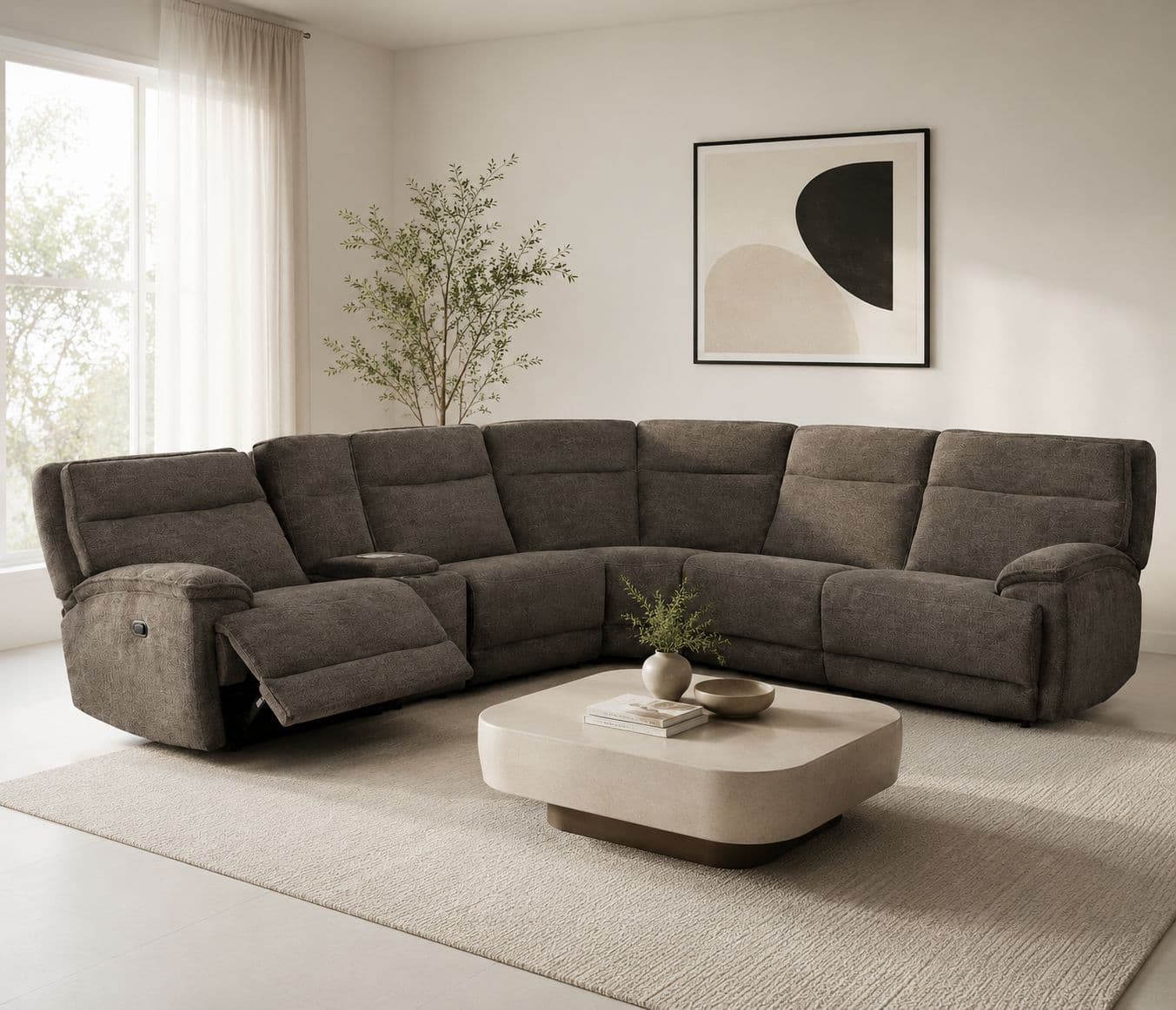 Manwah 71020M L-Shape Power Recliner Fabric