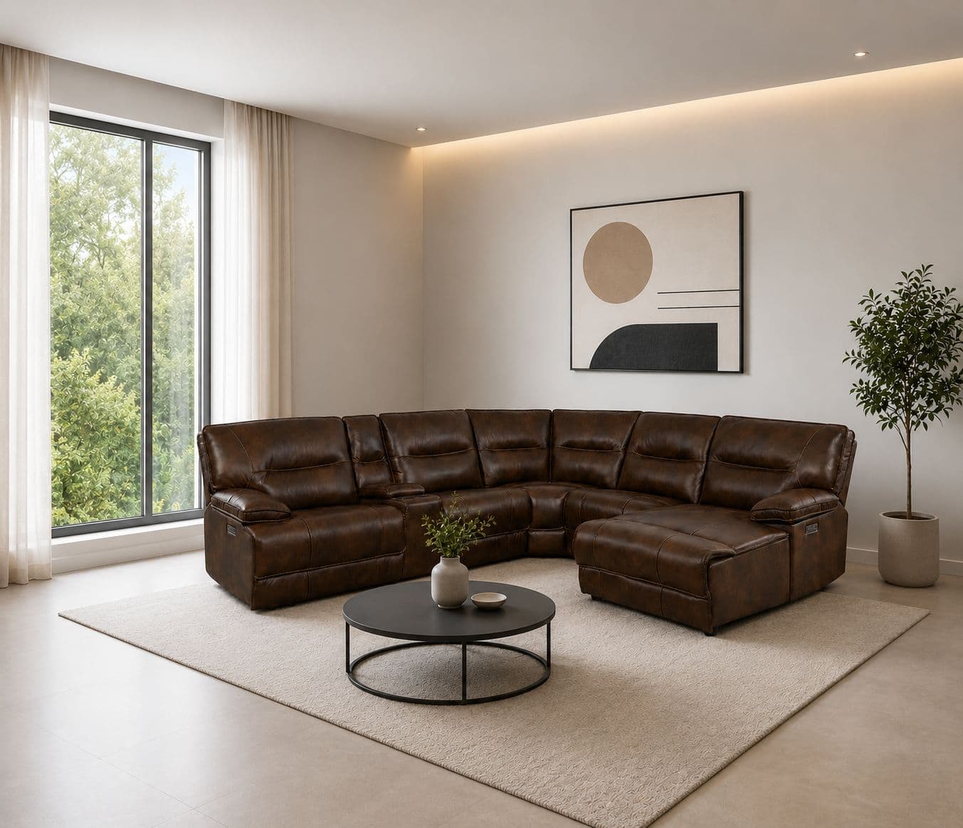 Image 2 for Manwah UX70048HM L-Shape Power Recliner Leather