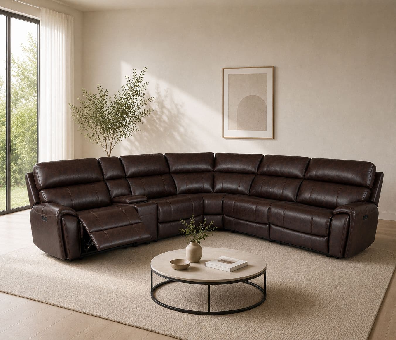Manwah U70675HM L-Shape Power Recliner Leather