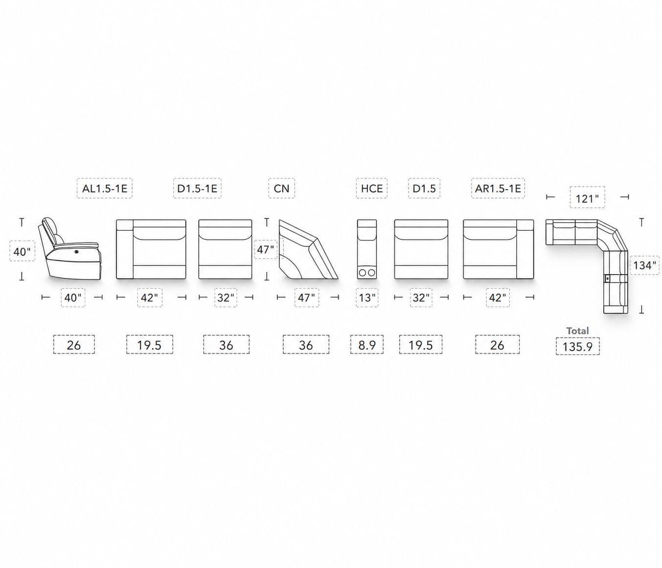 Image 7 for Manwah 70829M L-Shape Power Recliner Fabric