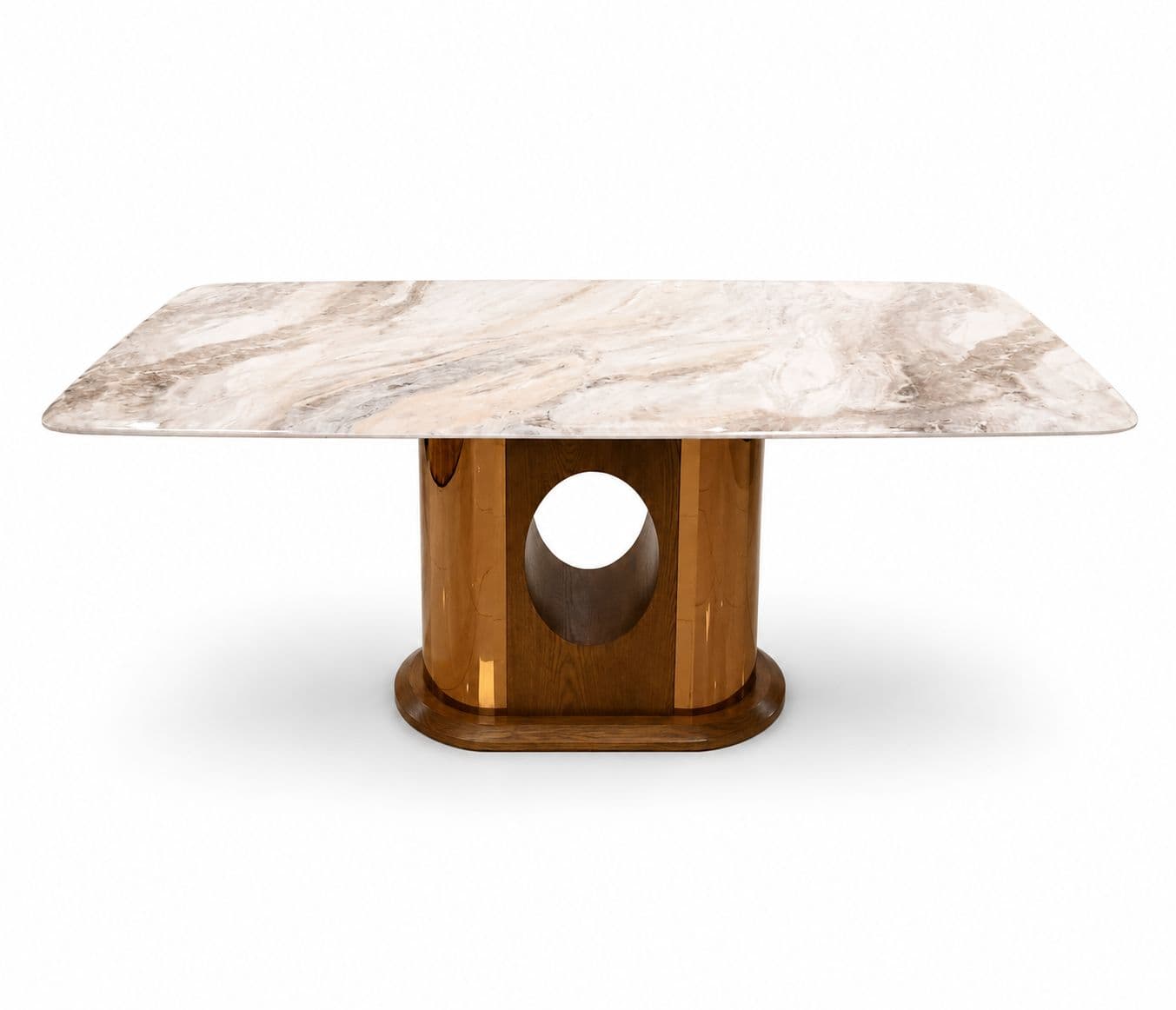 Image 14 for Dining Set 699/2127/323 Chair 1+6 Marble Top Ash Wood With Metal Strip