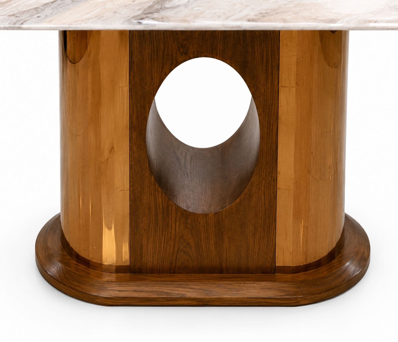 Image 15 for Dining Set 699/2127/323 Chair 1+6 Marble Top Ash Wood With Metal Strip