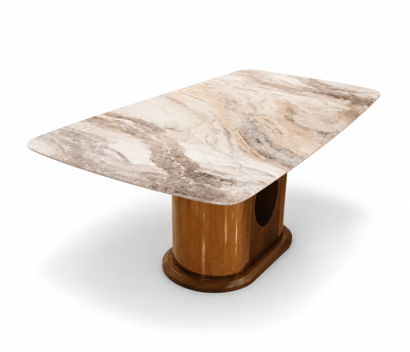 Image 13 for Dining Set 699/2127/323 Chair 1+6 Marble Top Ash Wood With Metal Strip
