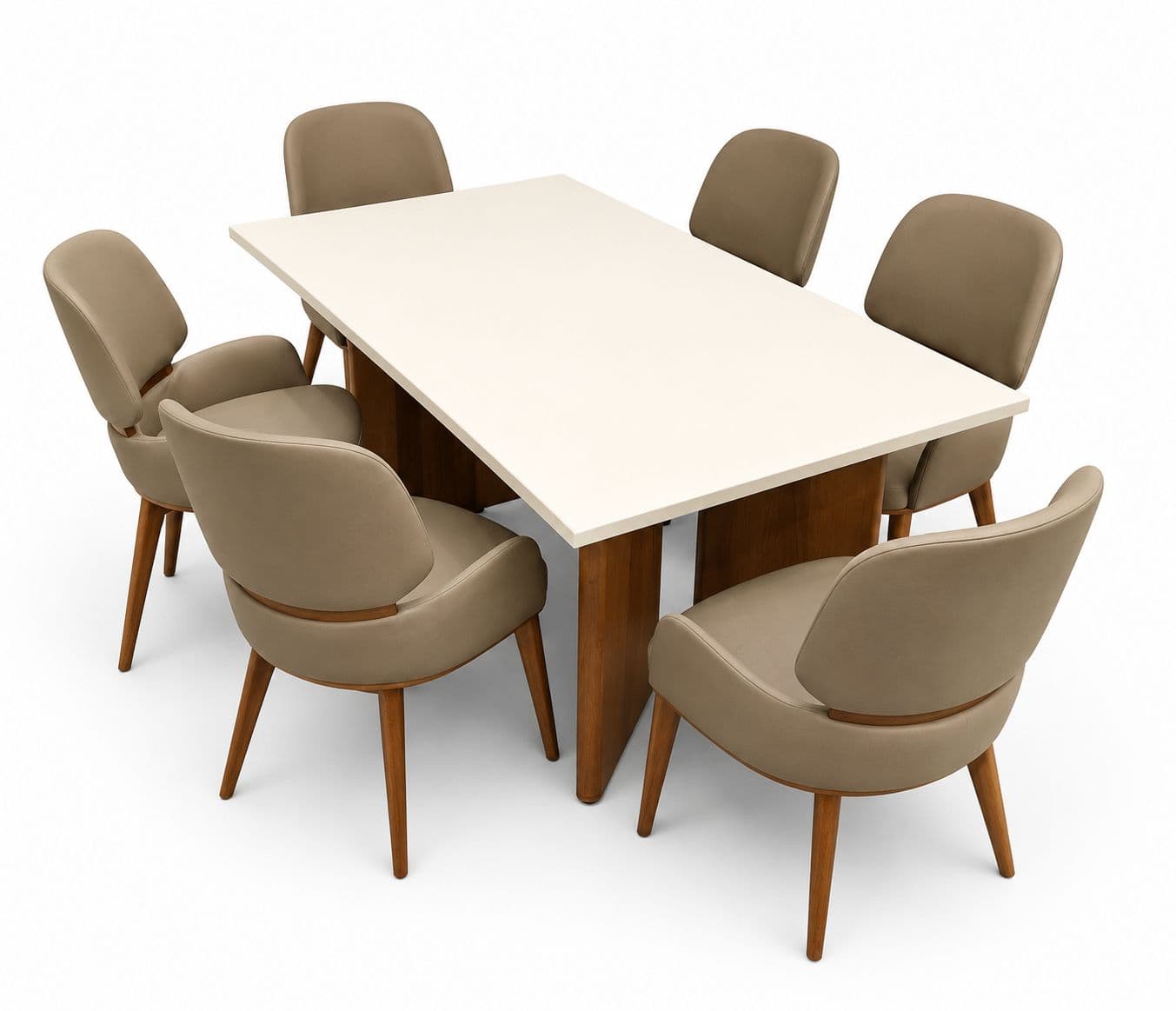 Image 6 for Dining Table 619/313/DC 1+6 Seater Marble Top With Ash Wood Base