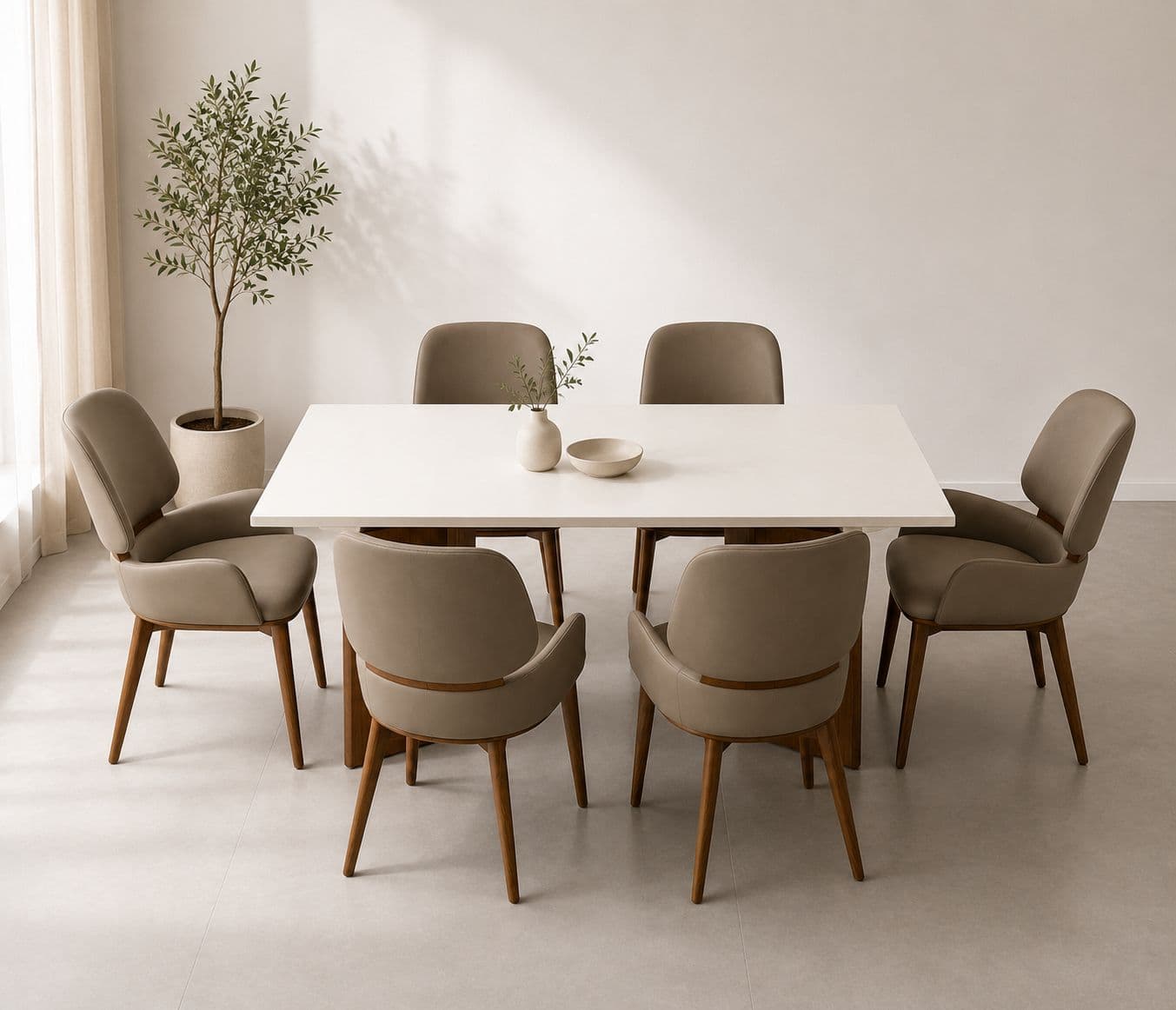 Image 1 for Dining Table 619/313/DC 1+6 Seater Marble Top With Ash Wood Base