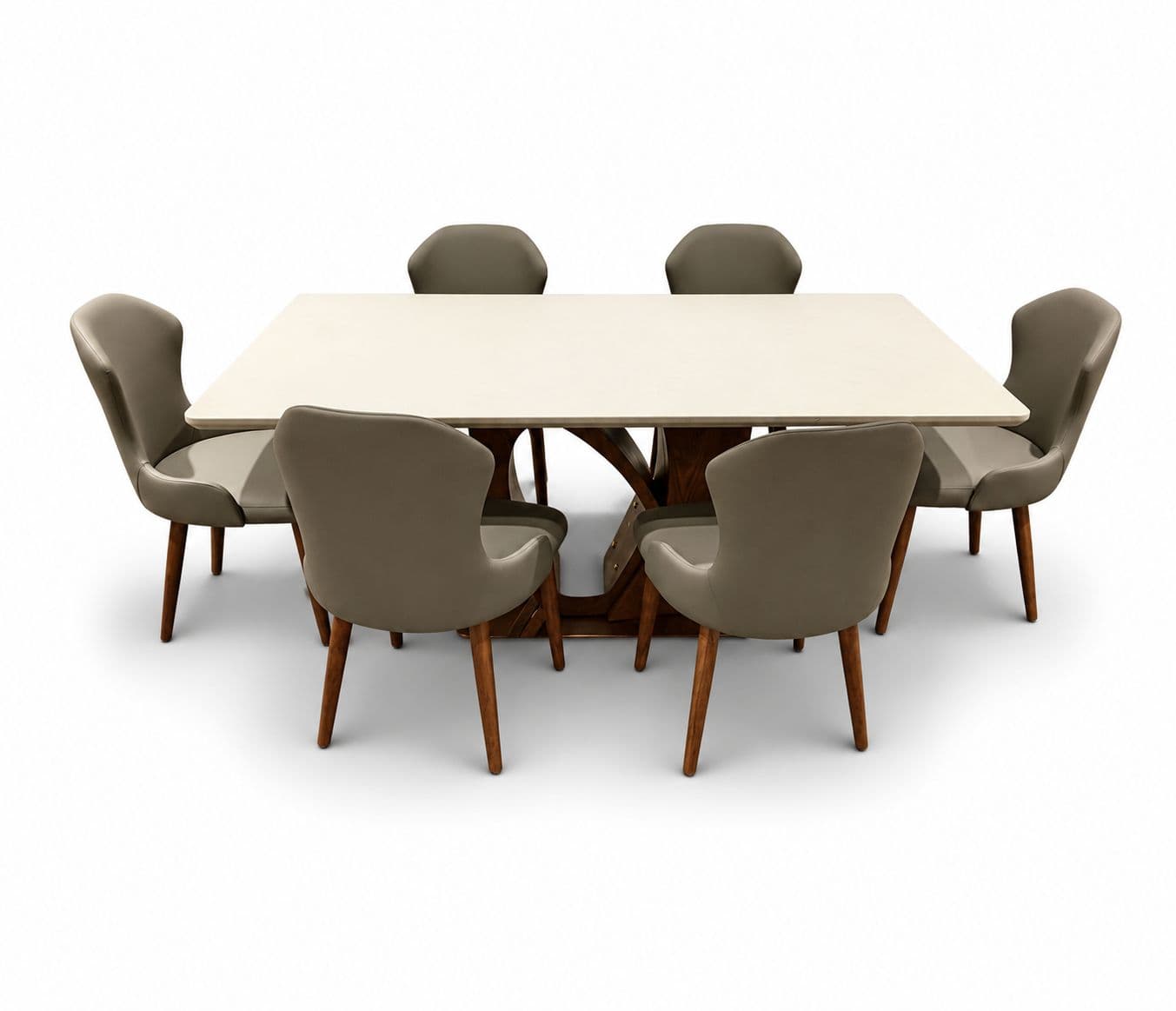 Image 3 for Dining Table 184/925-6D/DC 2306 1+6 Seater Marble Top With Ash Wood Base