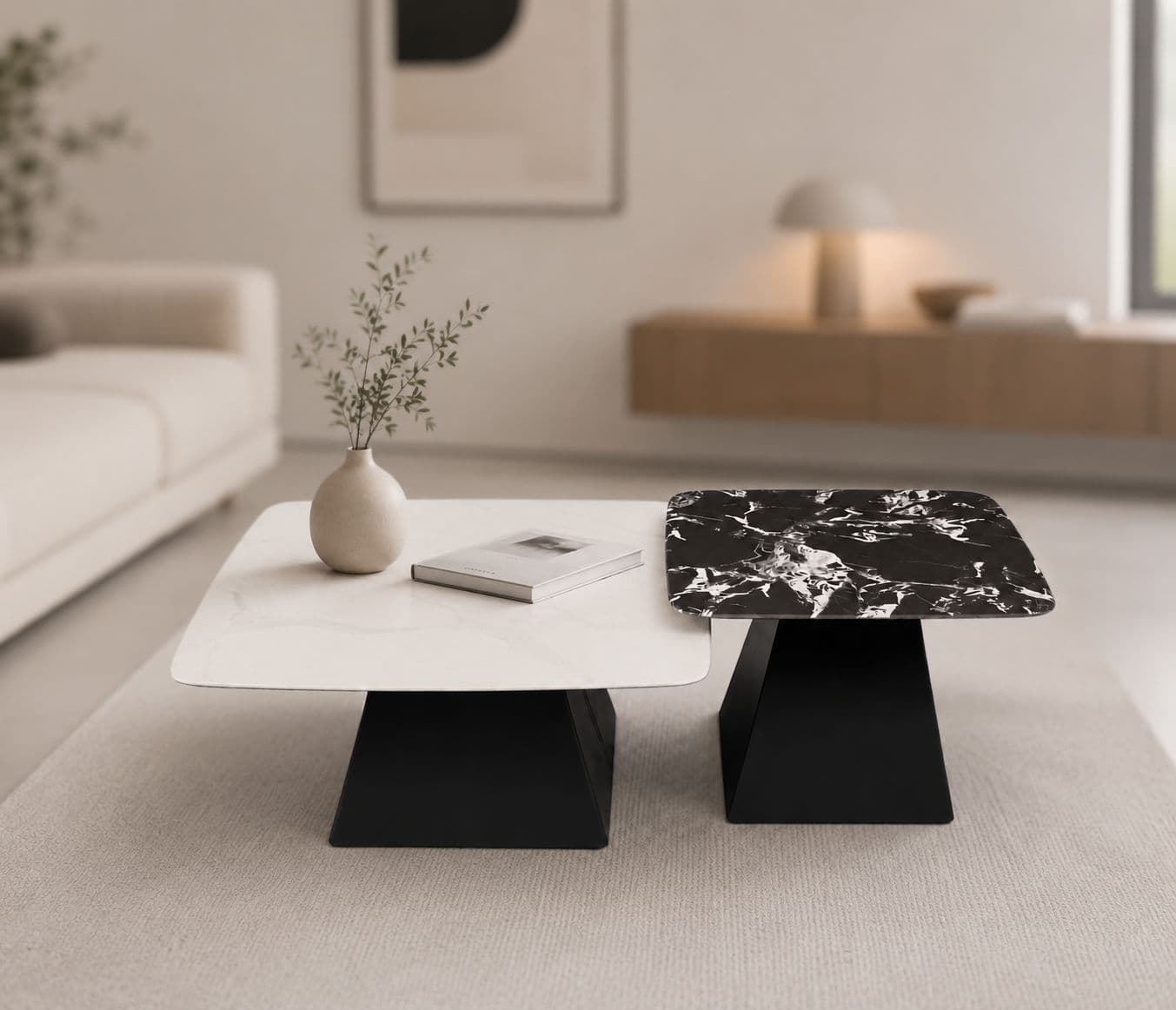 Image 1 for B672 Center Table Marble Top And Metal Base (HYD)