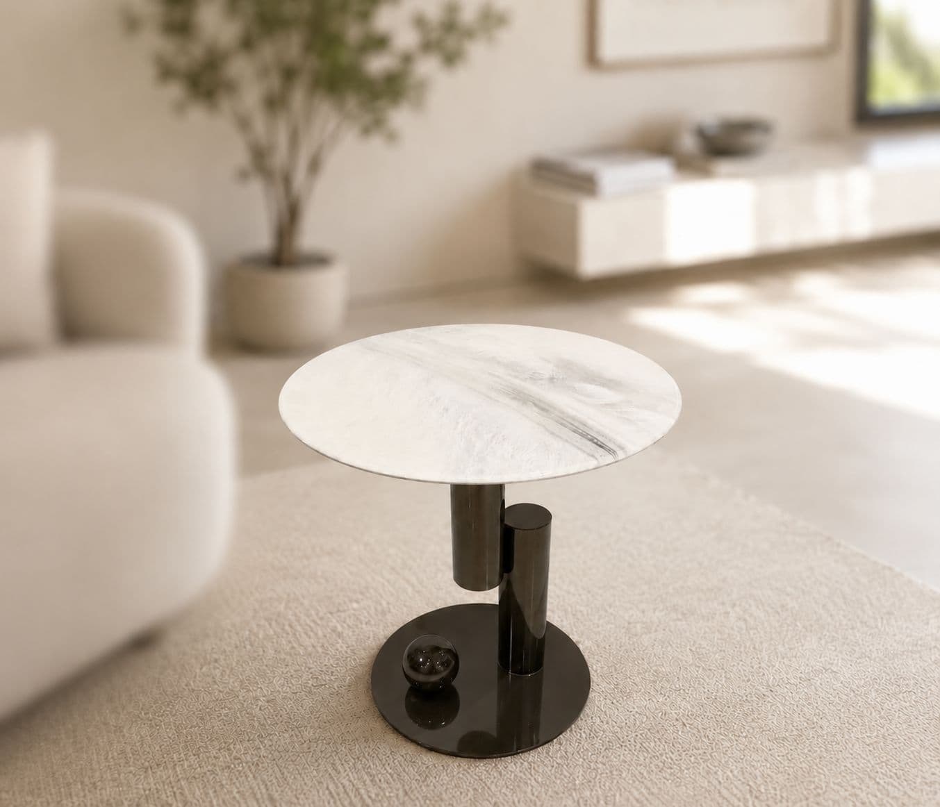Image 1 for Corner Table D-13 Ceramic Top And Metal Base (HYD)