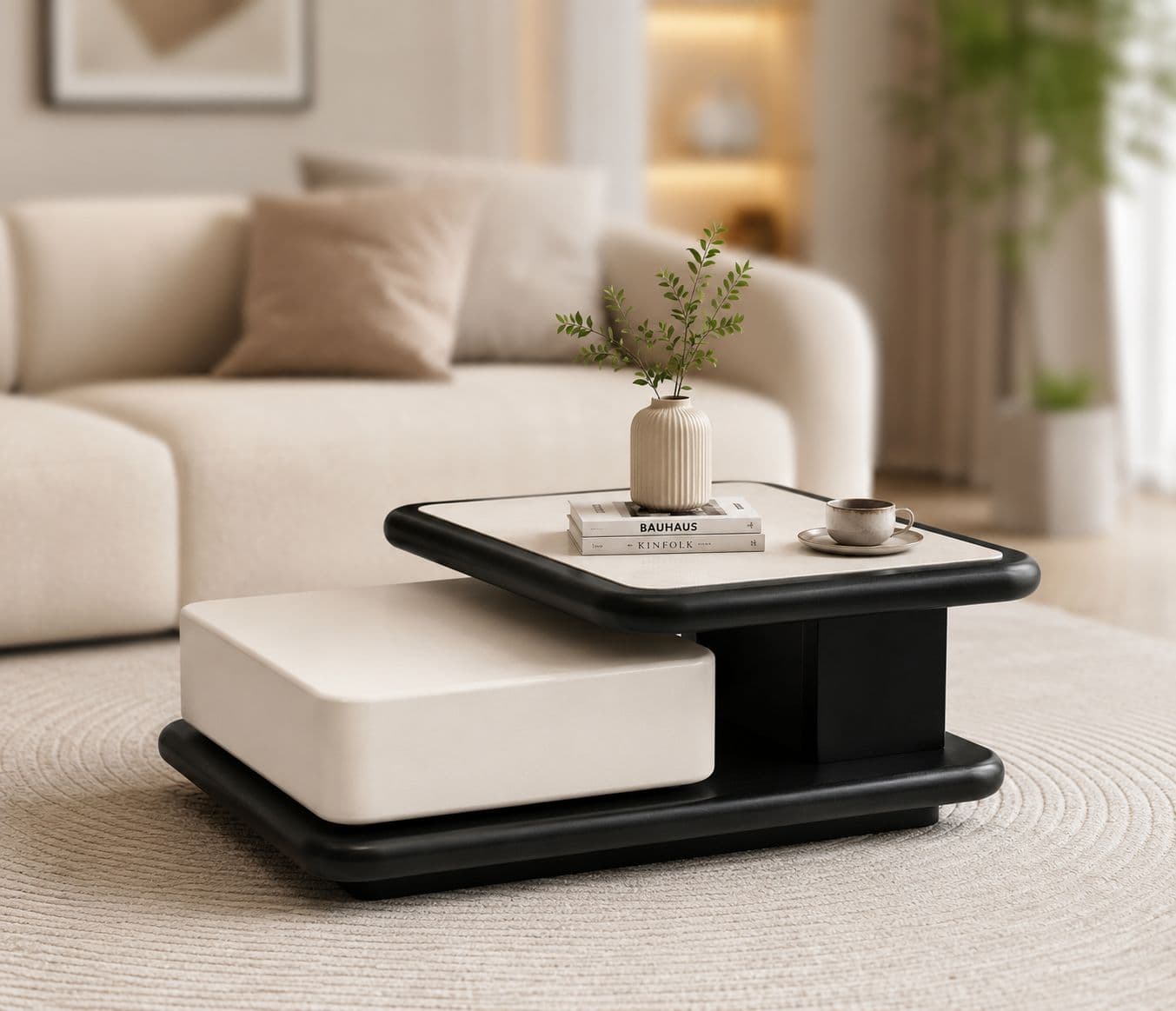 Image 1 for Center Table B802 With Drawer Marble And Wooden Top With Duco Paint (HYD)