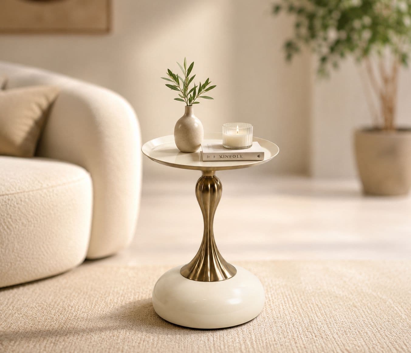 Image 1 for Corner Table 022 Coffee Table White With Metal (HYD)