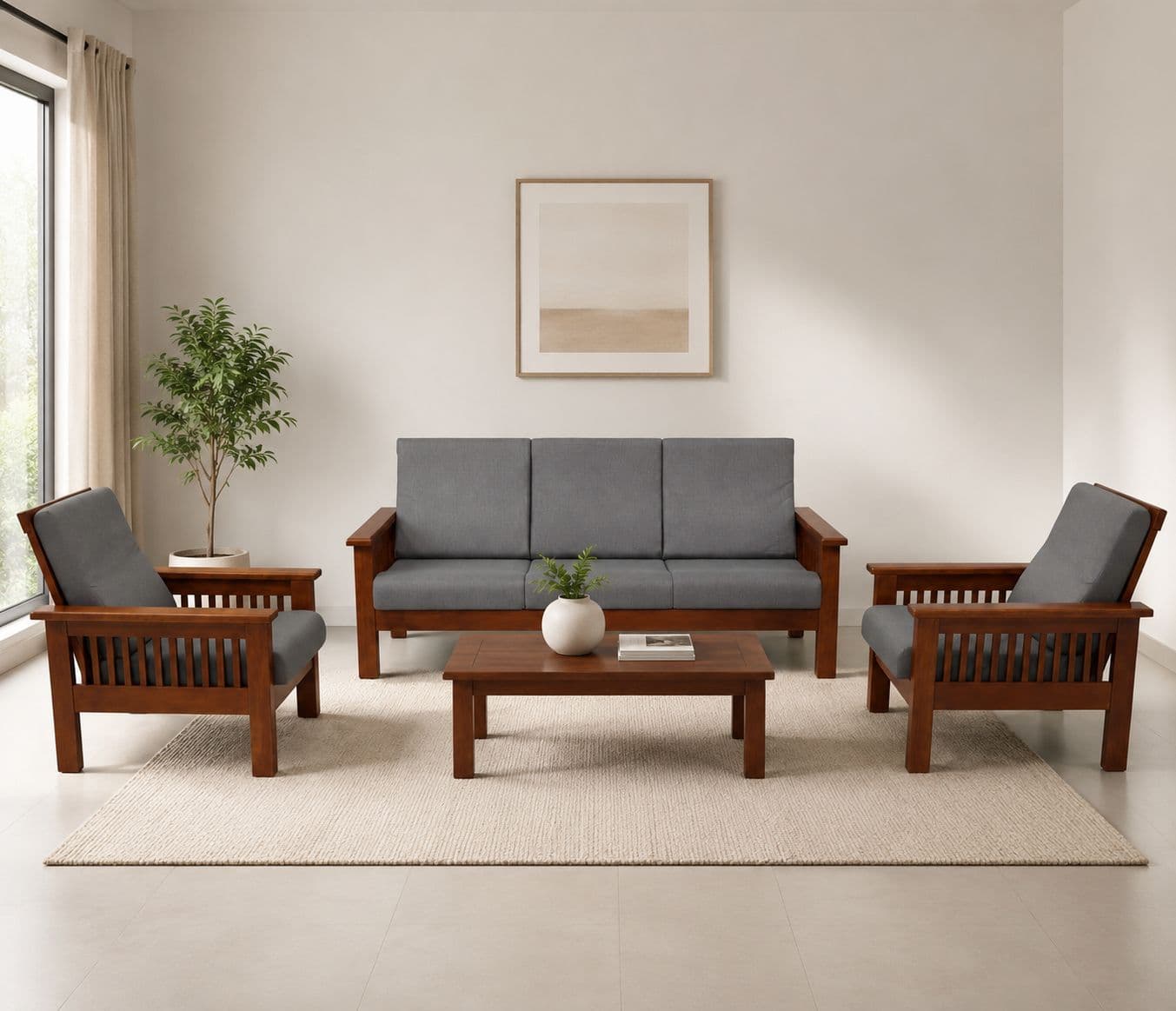 Image 1 for Monark Royal Sofa 3+1+1 Seater Malfino Fabric (Molfino, Grey) (BSK OTD)