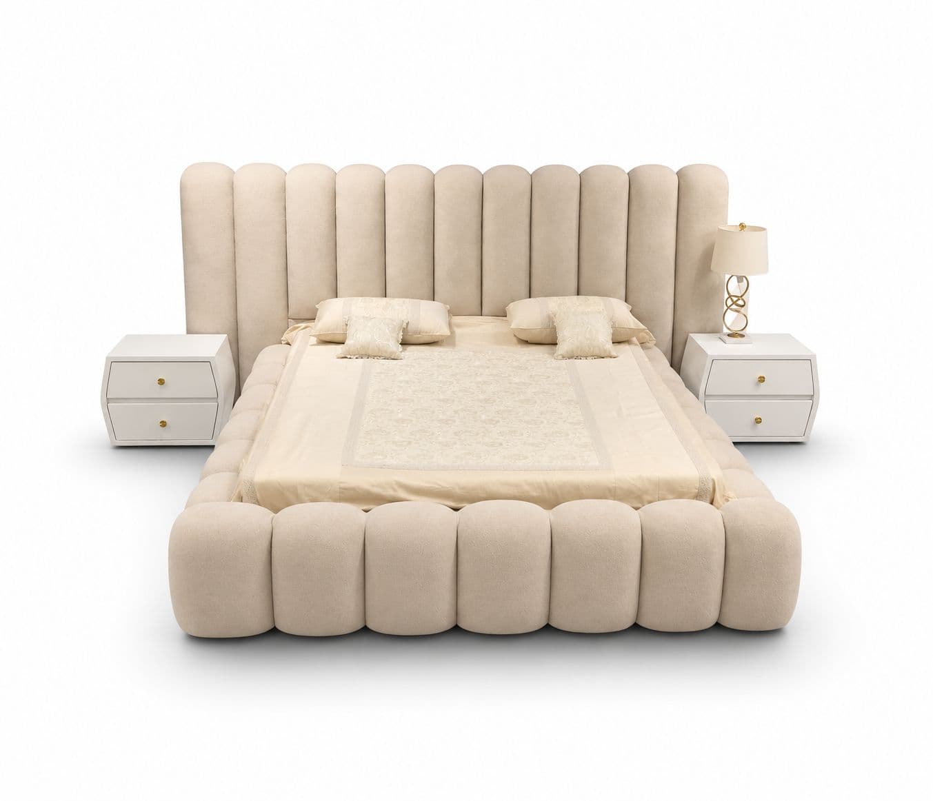 Image 7 for Customised Cot King Size Hydraulic Storage With 2 bed Side Table Marandi Wood