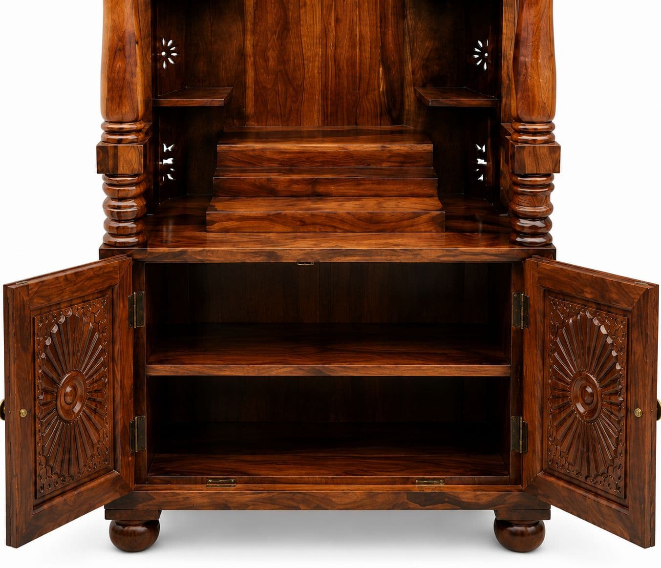 Image 6 for Aaloka Pooja Mandir Solid Sheesham Wood (Honey Finish) (SCV_PKU)
