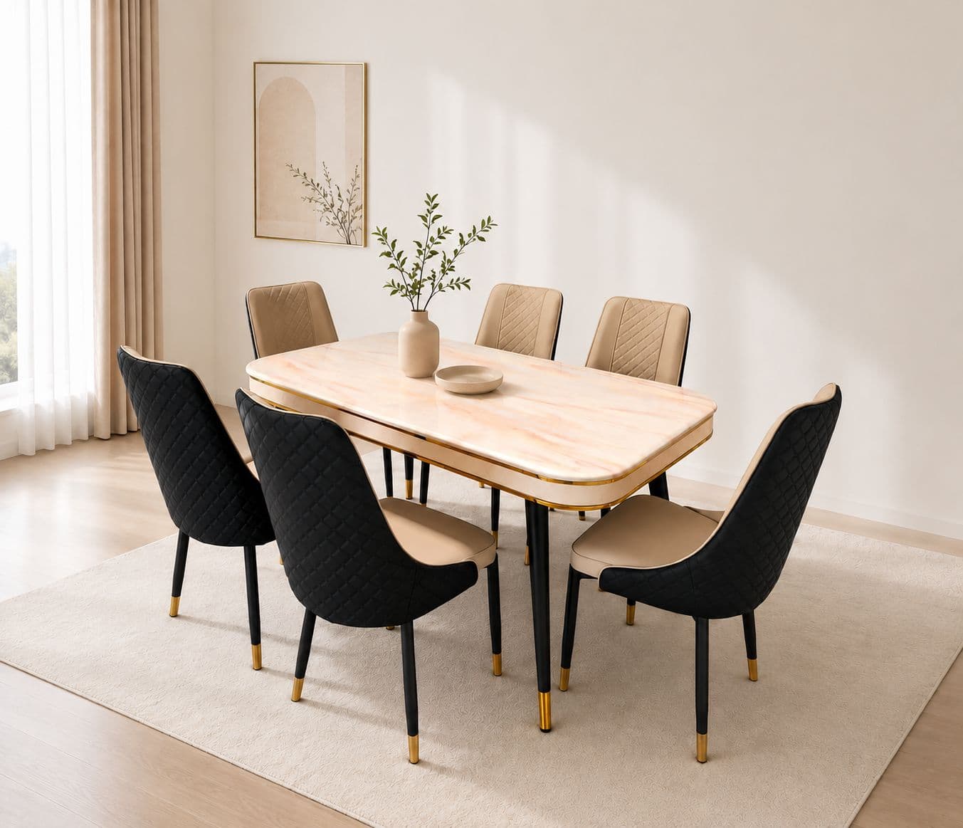 Imported Dining Set-C140-414-5 TABLE/Y10 Chair (BSK)(BS-BTM)