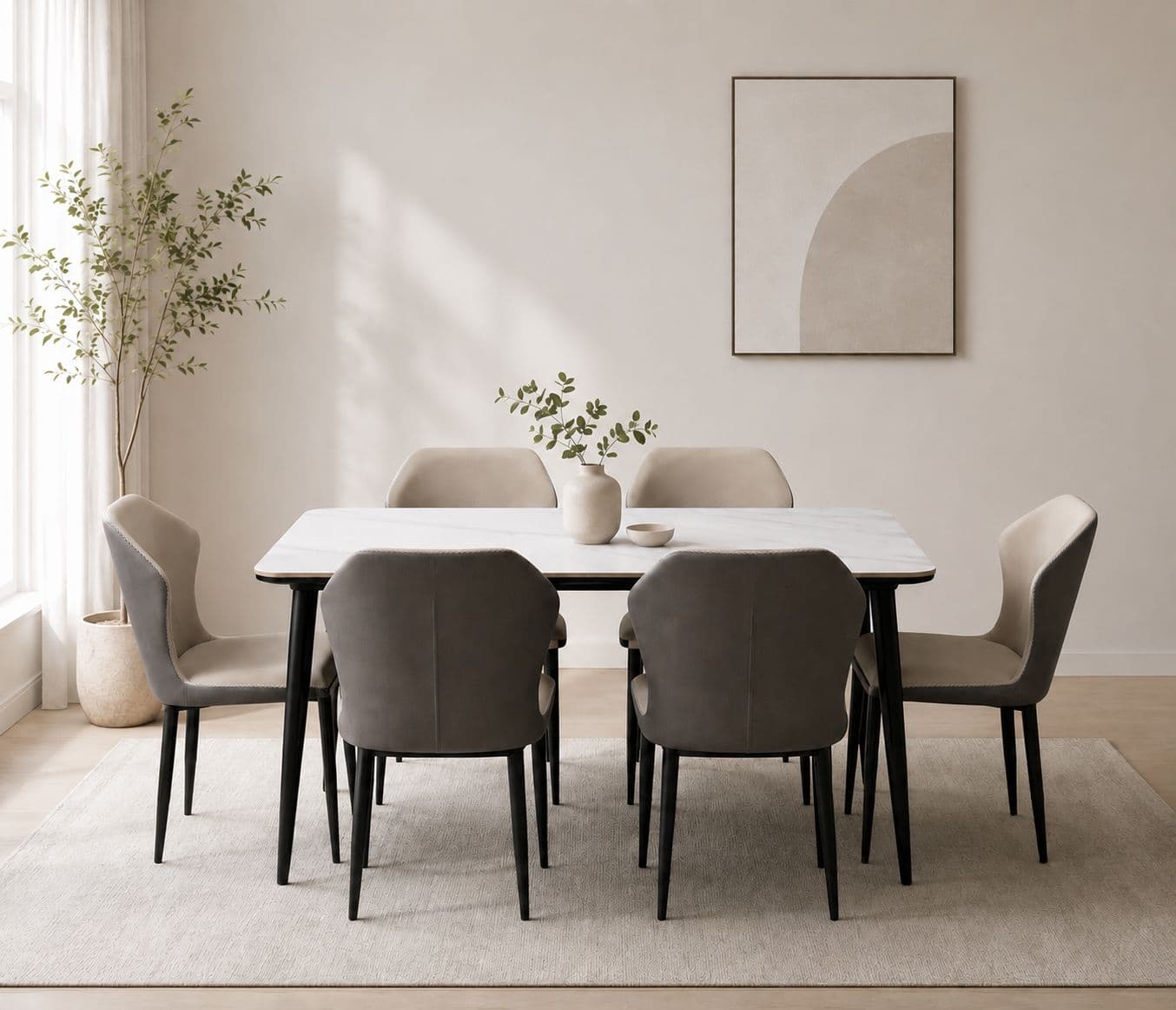 Image 1 for Imported Dining Set-P130 Alpine White Ceramic Top Table / 808 Chair (BWD)