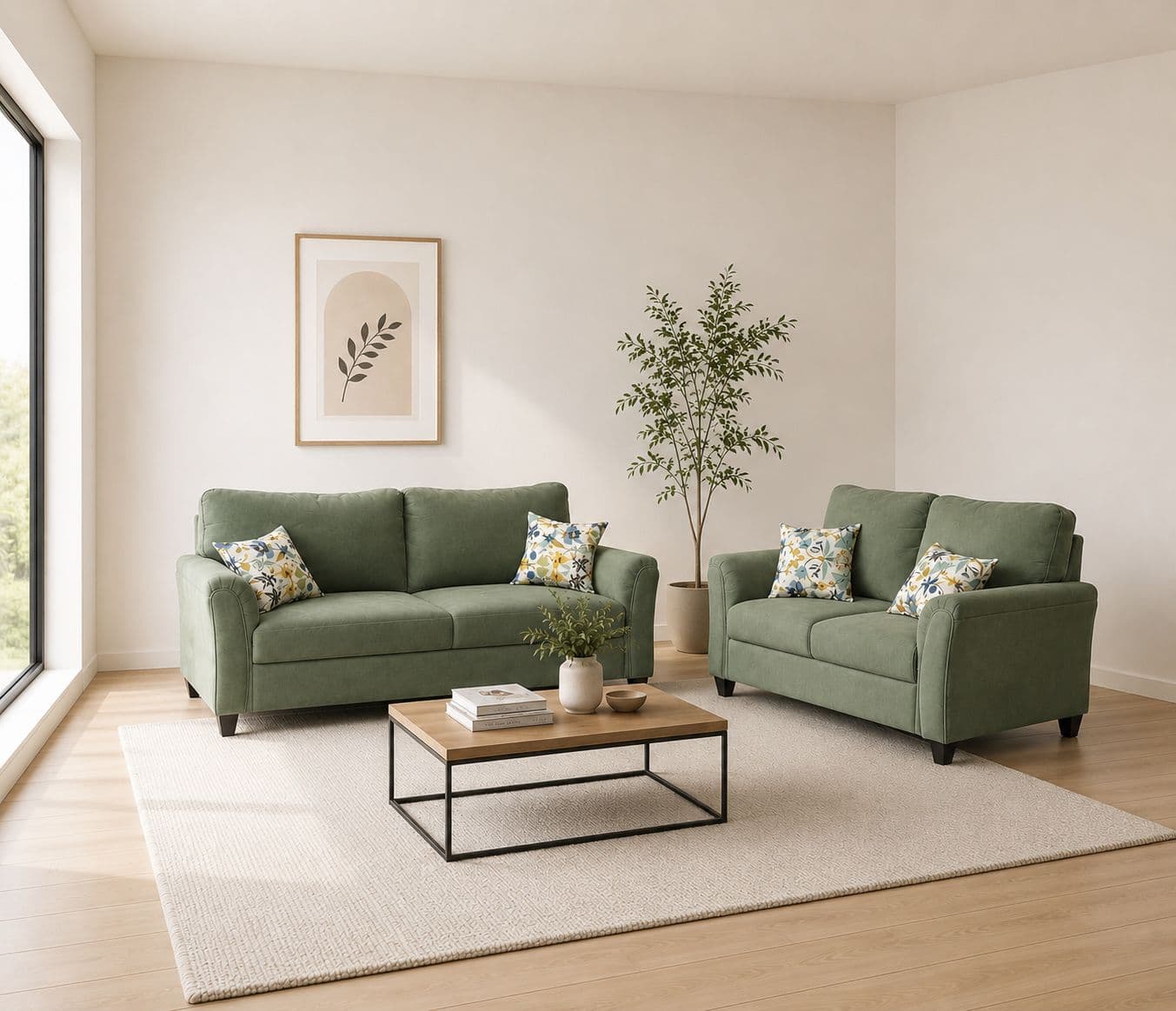 Image 1 for Aldo Royale Sofa 3+2 Seater Velvet Fabric (Grey)
