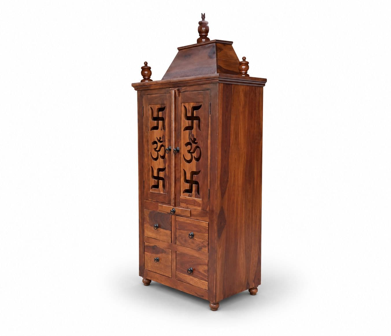 Image 3 for Sattva Pooja Mandir Solid Sheesham Wood (Honey Finish) (SCV_PKU)