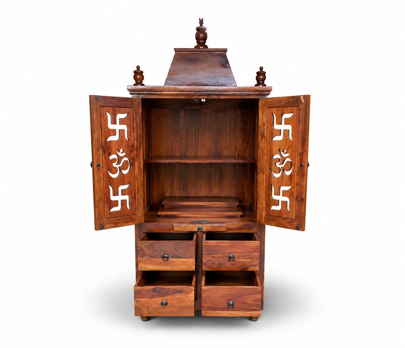 Image 4 for Sattva Pooja Mandir Solid Sheesham Wood (Honey Finish) (SCV_PKU)